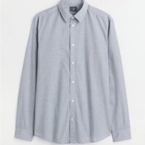 H&M Slim Fit Coupe Etroite Easy-iron Button Down Shirt in Light Gray